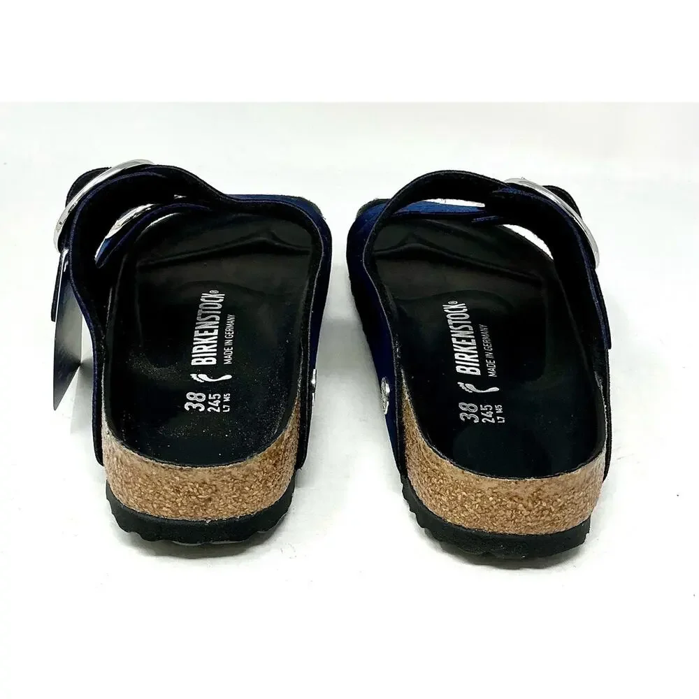 Birkenstock Arizona Big Buckle Midnight Blue Velvet Sandals EU 38 Ladies 7 NIB - Picture 6 of 10